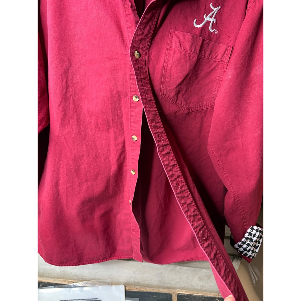 College‎ World Alabama Crimson Tide Mens XL Red Houndstooth Button Down Shirt - Picture 5 of 8